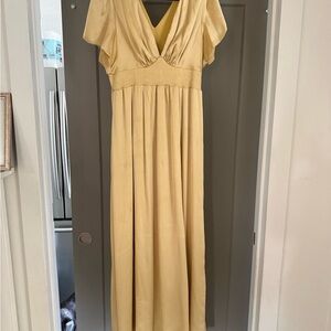 Baltic Born Yellow V-Neck Maxi Dress with Flutter Sleeves